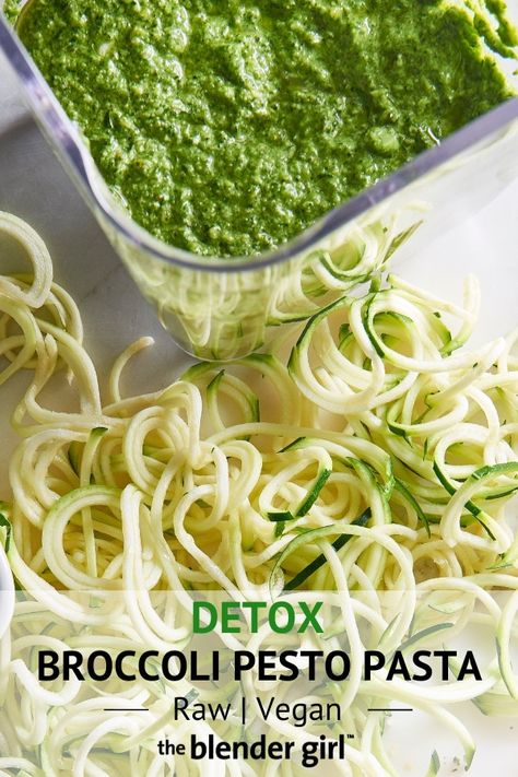 The Blender Girl Broccoli Pesto Pasta, Basil Pesto Recipe, Vegan Broccoli, Basil Pesto Recipes, Broccoli Pesto, Zucchini Noodle Recipes, Raw Broccoli, Vegan Zucchini, Sans Gluten Sans Lactose