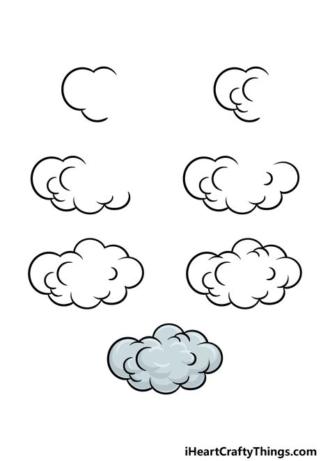 Cartoon Cloud Drawing - How To Draw A Cartoon Cloud Step By Step! Paint Cartoon, Puffy Clouds, Clouds In The Sky, Cartoon Clouds, Rays Of The Sun, Cloud Drawing, Chalk Drawings, Sketch Drawing, Step By Step Guide