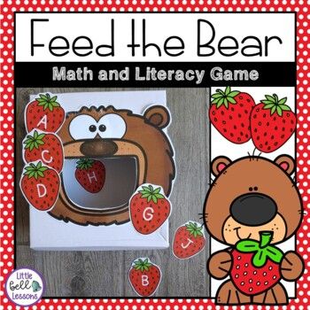 This Feed the Bear math and literacy game is so fun and a great way for students to practice letters, letter sounds, counting, and addition! Perfect for PreK, Kindergarten, and First Grade students! This bear themed activity makes a great math or literacy center! Students take turns picking strawberries with letters (uppercase and lowercase letters are included) and must say the letter name or the letter sound before they feed the bear.  Students could also roll a die and feed the bear that numb Feed The Bear Game, Preschool Bear Activities, Bear Activities For Toddlers, Teddy Bear Games, Bear Activities Preschool, Bear Theme Preschool, Hibernation Preschool Activities, Hibernation Preschool, Homeschool Themes