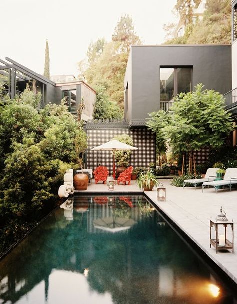 Inspirational landscaping projects | Tim Davies Landscaping Moderne Pools, Beverly Hills Houses, Modern Pools, Casa Exterior, Swimming Pool Designs, Design Hotel, Small Backyard Pools, Terraced House, Garden Pool