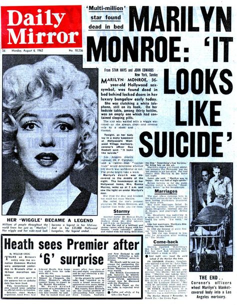 John Edwards, Newspaper Headlines, Historical Newspaper, Vintage Newspaper, Newspaper Article, Marilyn Monroe Photos, Norma Jean, Old Newspaper, Daily Star