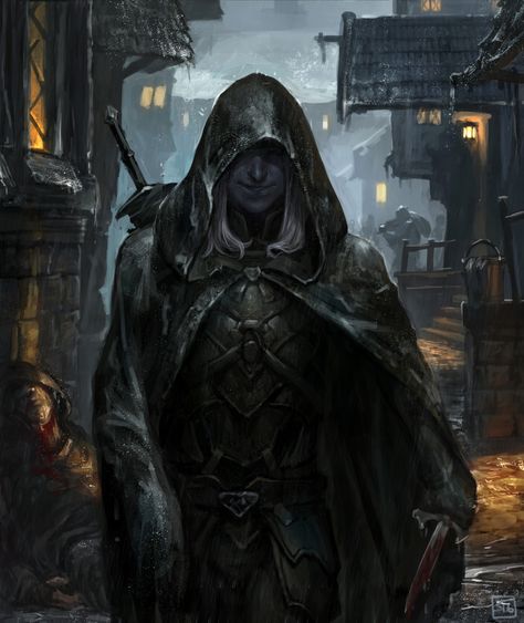 Male drow assassin, apparently operating above ground. Possibly part of Bregan D'aerthe Mroczny Elf, Drow Male, Elf Rogue, Dungeons And Dragons Characters, Dark Elf, Fantasy Concept Art, Fantasy Warrior, Fantasy Rpg, Fantasy Inspiration