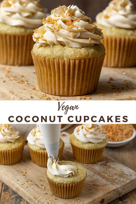 Vegan Coconut Cupcakes Eggless Cupcake Recipe, Vegan Vanilla Frosting, Coconut Cupcake Recipes, Vegan Cupcake Recipes, Vegan Dessert Recipe, Vegan Cupcake, Vegan Frosting, Recipe For Christmas, Gluten Free Ice Cream