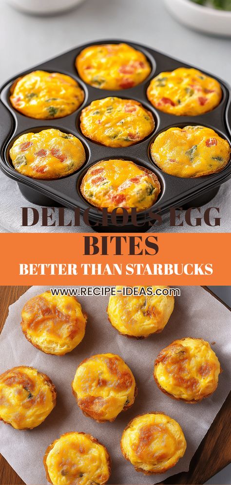 These egg bites rise above Starbucks' famously limited options, bringing you a delightful mix of soft and creamy goodness that's packed with protein. Perfect for a quick breakfast on the go, they are super easy to make and can be customized to suit your taste. Enjoy different flavors like spinach and feta or bacon and cheese, all while staying healthy. Don't settle for less when you can whip up this homemade version of egg bites that are not just nutritious but totally satisfying too. Grab your ingredients and get cooking! Grab And Go Breakfast Recipes, Easy And Nutritious Breakfasts, Bacon Cheese Egg Bites, Bacon And Cheese Egg Bites, Spinach Feta Egg Bites, How To Make Egg Bites, Egg Bites Spinach, Oven Egg Bites, Limited Ingredient Recipes