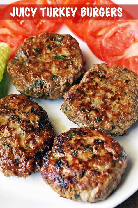 Yes, turkey burgers can be incredibly flavorful and juicy! The secret? Use ground turkey thighs (not breast) and add creamy ingredients. Turkey Burger Recipes Healthy, Ground Turkey Burgers, Healthy Turkey Recipes, Turkey Thighs, Ground Turkey Recipes Healthy, Juicy Turkey, Turkey Meat Recipes, 500 Calorie, Turkey Burger Recipes