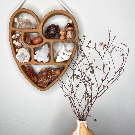 Tess Kress I Slow Made Ceramic Curio Shelves on Instagram: "I won’t mind if this one doesn’t sell… 😍 #valentinesdaygift #vdaygift #potterydrop #naturelove" Ceramic Curio Shelf, Pottery Shelves, Ceramic Shelves, Curio Shelves, Ceramic Shelf, Moss Rug, Curio Shelf, Clay Inspo, Pottery Projects