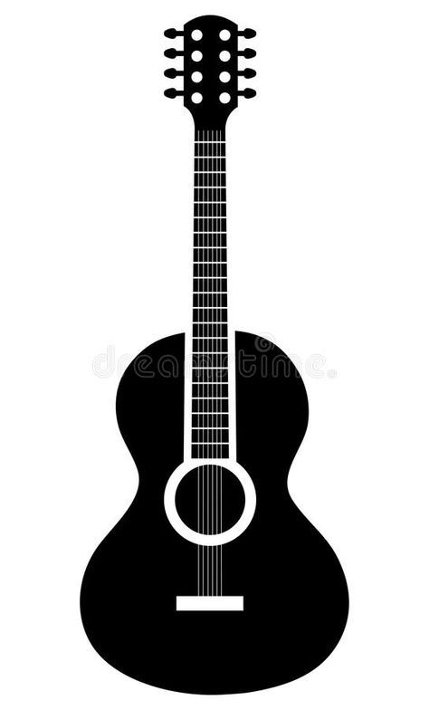 Acoustic guitar icon in black and white colors. royalty free illustration Guitar Icon, Guitar Vector, Guitar Drawing, Acoustic Guitar Music, Music Coloring, Music Instrument, Guitar Music, Free Illustration, White Colors