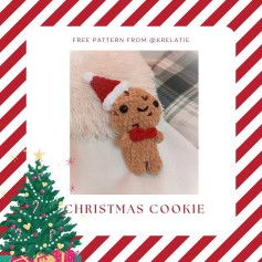 free pattern christmas cookie Quick Crochet Patterns Christmas, Grey Yarn Crochet Ideas, Christmas Plushies Crochet, Amigurumi Christmas Free Pattern, Crochet Christmas Plushies, October Crochet, Cookies Crochet, Projek Mengait, Winter Market