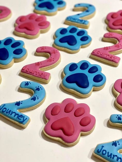 Blues Clues Paw Print, Paw Print Cookies, Blue's Clues Birthday Party, Clue Party, 2nd Birthday Party For Boys, Twin First Birthday, 2nd Birthday Party Themes, Blue’s Clues, Baby Gender Reveal Party