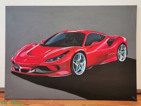 Ferrari Painting, Cars Painting, Cars Drawing, Easy Canvas Art, Abstract Art Painting Diy, Small Canvas Art, Car Drawings, Car Painting, Large Painting