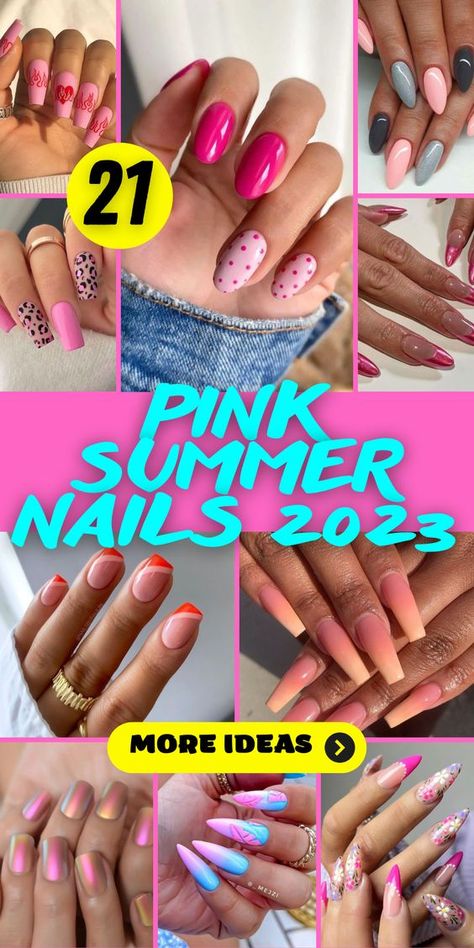 Celebrate summer with our collection of hot pink summer nails. These bold and beautiful nail designs are perfect for adding a pop of color to your warm-weather wardrobe. Choose from simple, trendy, or cute designs that capture the essence of summer and make your nails stand out in the sunshine. Make a Bold Statement with Sizzling and Vibrant Pink Nail Colors! Hot Pink Nail Designs Summer, Hot Pink Summer Nails Designs, Nail Designs Summer Pink, Hot Summer Nails 2023, Hot Pink Nails With Design Summer, Fabulous Nails Summer, Bright Pink Summer Nails, Cute Hot Pink Nails, Bright Pink Nail Designs