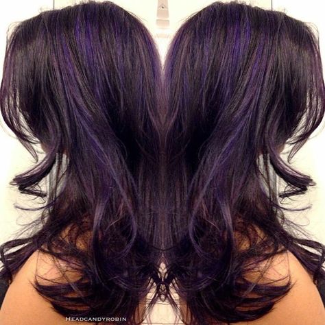 Highlights On Chestnut Brown Hair, Brown Plum Hair, Pravana Purple, Plum Highlights, Dark Plum Hair, Purple Highlights Brown Hair, Purple Hair Streaks, Purple Brown Hair, Purple Hair Highlights