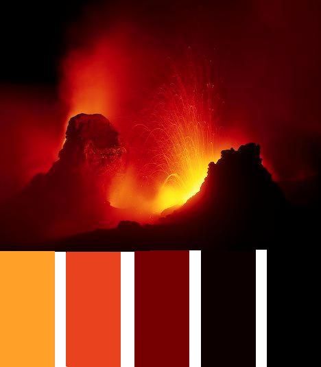 Volcano Lava Colour Palette, Volcano Color Palette, Lava Color Palette, Fire Color Palette, Skin Color Palette, Bond Paper Design, Pantone Palette, Color Design Inspiration, Room Wall Painting