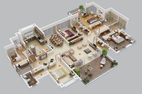 4 Bedroom Apartment/House Plans Apartment House Plans, Reka Bentuk Bilik Tidur, 4 Bedroom House Designs, Home Designing, 5 Bedroom House Plans, 3d House Plans, 4 Bedroom Apartments, Apartment Floor Plan, 4 Bedroom House Plans