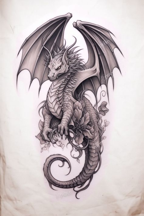 Maori Dragon Tattoo, Phoenix And Dragon Tattoo For Women, Chibi Dragon Tattoo, Dragon Tattoo Ideas Female, Dragon Flying Tattoo, Got Dragon Tattoo, Dragon Calf Tattoo, Dragon With Wings Tattoo, Dragon Tattoo Forearm Sleeve