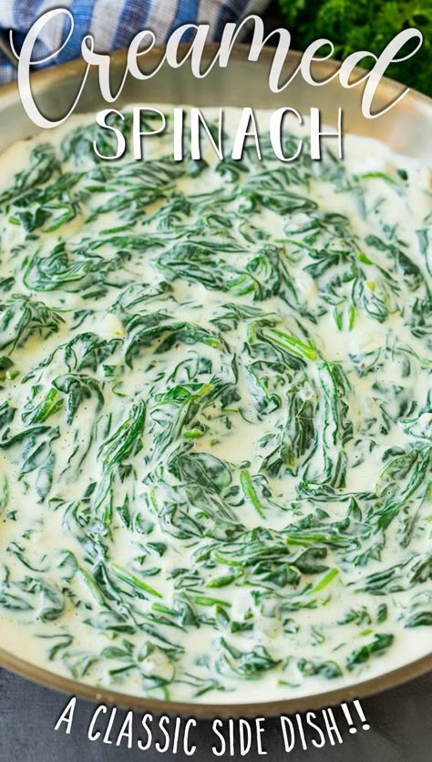 Creamed Spinach With Fresh Spinach, Creamed Spinach Recipe Healthy, Steakhouse Creamed Spinach Recipe, Steakhouse Creamed Spinach, Easy Creamed Spinach, Fresh Spinach Recipes, Spinach Recipes Healthy, Creamed Spinach Recipe, Creamed Peas