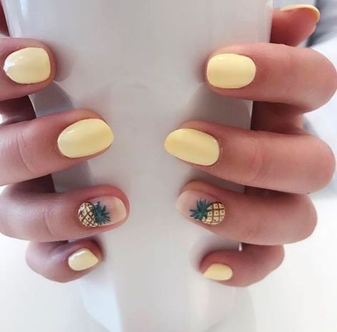 Nails design, nail art, nail ideas, summer nails, gel nails. Pineapple Nails, Summer Nails Colors Designs, Yellow Nail Art, Yellow Nails Design, Yellow Nail, Short Coffin Nails, Cute Nail Art Designs, Cute Summer Nails, Super Nails