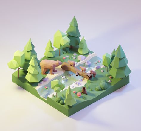 Rendered Houses, Forest Games, Low Poly Character, Low Poly Games, Unity Games, Isometric Art, Isometric Design, Isometric Illustration, Low Poly Art