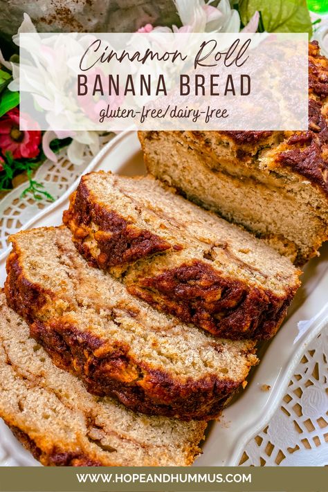 Gluten Free Cinnamon Banana Bread, Gluten Free Recipes With Bananas, Gluten Free Dairy Free Banana Bread, Banana Bread Recipe Gluten Free, Ayurveda Food, Banana Bread With Applesauce, Dairy Free Banana Bread, Cinnamon Swirl Banana Bread, Flax Eggs