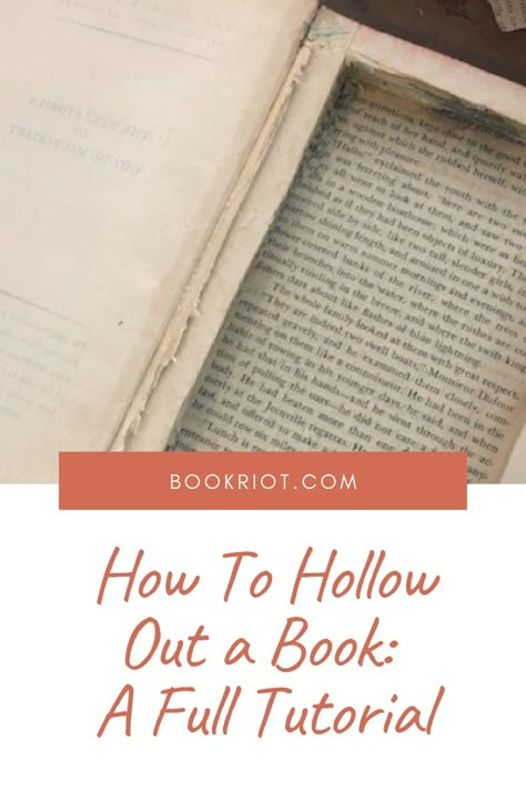 A tutorial to creating your own hollowed out book. book crafts | crafting with books | DIY | book DIY | how to hollow out a book Crafts With Books, Hollowed Out Book, Upcycled Books Crafts, Make Your Own Book, Diy Old Books, Page Crafts, Old Book Crafts, Hollow Book, Books Diy