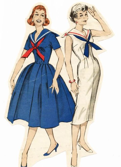 1950s Sailor Dress pattern: Middy Dress, Theme House, 40s Mode, Butterick Dress Patterns, Nautical Vintage, Cottage Coastal, Patron Vintage, Plans Architecture, Plans House