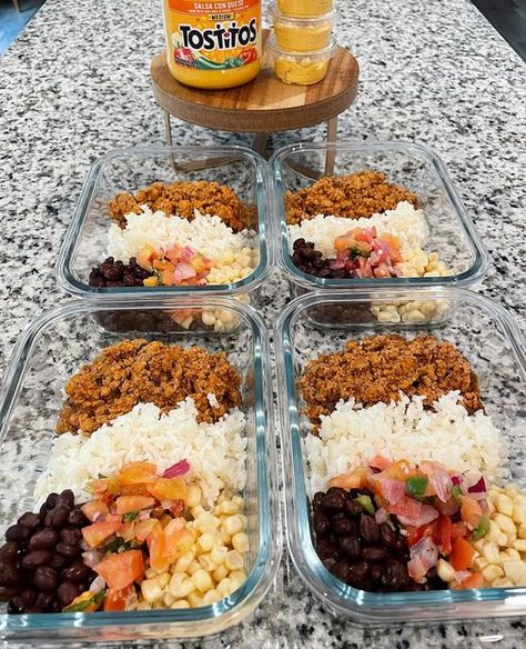 Healthy Meal Prep Wraps Lunch Ideas, Jasmine Rice Meal Prep, Taco Bowl With Rice, Turkey And Rice Meal Prep, Turkey Burger Meals Ideas, Ground Turkey Taco Bowl, Ground Turkey Burrito, Taco Bowl Meal Prep, Turkey Burrito Bowl