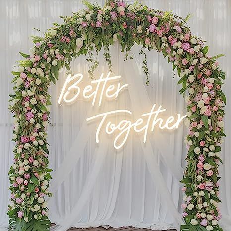 Large Better Together Neon Sign for Party Decor, 2 Pcs 24x10+17x9 Inches, Romantic Wedding Neon Loght Signs for Engagement, Wedding Reception, Proposal, Gifts for Anniversary, Birthday by DIVATLA Thoughtful Engagement Gifts, Neon Name Sign, Reception Stage Decor, Small Weddings Ceremony, Neon Signs Quotes, Neon Sign Wall, Beautiful Script Fonts, Engagement Inspo, Wedding Neon Sign