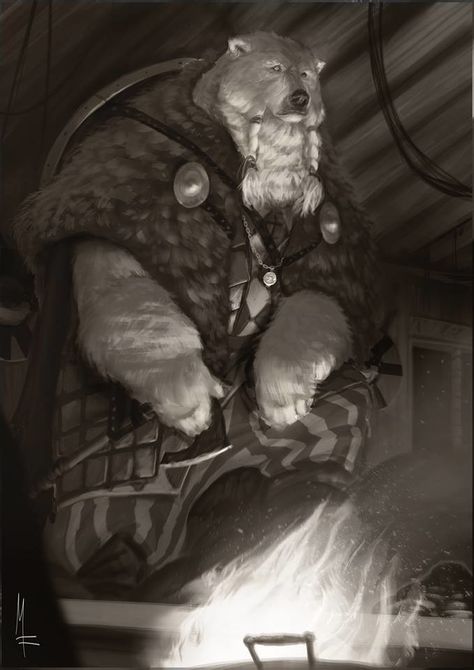 ArtStation - Bjorn the Foreigner, Mirko Failoni Bear Character Design, Fantasy Races, Dark Art Drawings, Dungeons And Dragons Characters, Geek Art, Creature Concept Art, Main Game, Bear Art, Fantasy Warrior