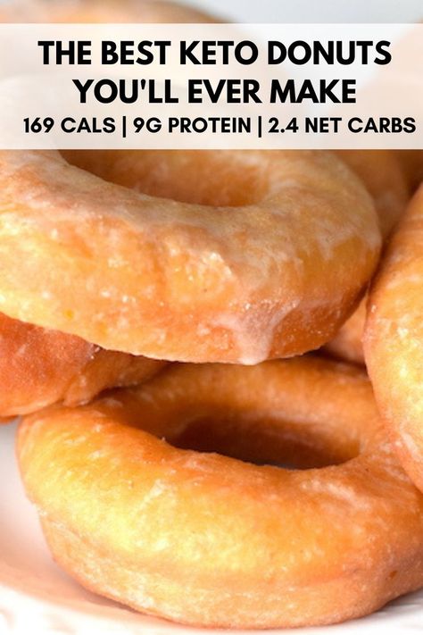 Soft and fluffy glazed keto donuts. The best ones you will have make. Hands-down. Low Carb Donut, Keto Flour, Keto Donuts, Sweet Glaze, Glazed Donuts, Low Carb Low Fat Recipes, Keto Cake, Keto Dessert Easy, Low Sugar Recipes