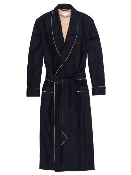 Men's Cashmere Dressing Gown - Duke Navy. Coat Inspiration, Men Sleepwear, Mens Dressing Gown, Cashmere Robe, Man Wear, Morning Coat, Outfit Elegantes, Silk Dressing Gown, Gown Party Wear