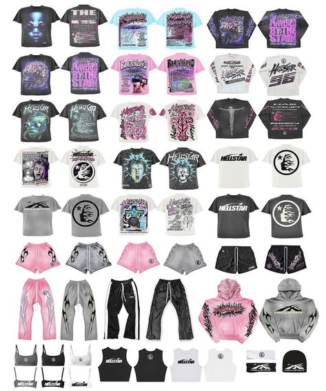 Y2k Clothing Brand Designs, Y2k Brands List, Hellstar Design Ideas, Tops Collage, Y2k Clothing Brand, Clothing Brand Name Ideas, Clothing Branding Design, Starting A Clothing Business, Clothing Logo Design