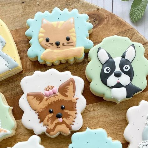 Burley Girl Bakery on Instagram: "I just love the way these little dogs and cats turned out! ❤️❤️ #cookies #sugarcookies #decoratedsugarcookies #burleygirlbakery #royalicing #sugarcookies #decoratedsugarcookies #cookieartist #cookiesofinstagram #birminghamal #mtlaurelal #chelseaal #burleygirlbakery #dog #cat #humanesociety" Cat Cookies Decorated, Dog Cookies Decorated, Cat Cookies, Royal Iced Cookies, Iced Sugar Cookies, Dog Cookies, Sugar Cookie Designs, Fancy Cookies, Iced Cookies