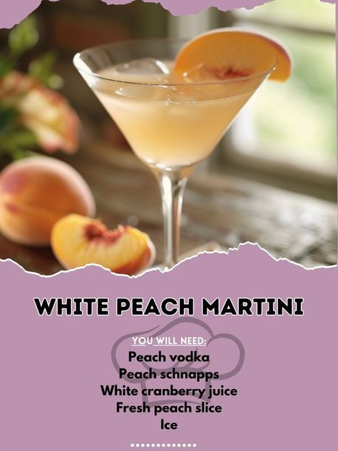 Peach Martini, Peach Vodka, Martini Ingredients, White Cranberry Juice, Perfect Dinner Party, Culinary Techniques, Peach Schnapps, Peach Slices, Martini Recipes