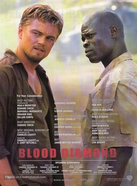 Leonardo Dicaprio Movies, Djimon Hounsou, Best Costume Design, Historical Movies, Best Movie Posters, 2020 Movies, Leo Dicaprio, Best Director, Blood Diamond