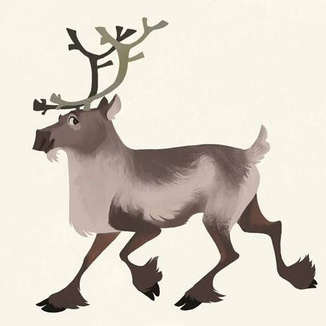 Reindeer Drawing Reference, Reindeer Illustration Christmas, Reindeer Character Design, Dear Illustration, Caribou Drawing, Drawing Mood Board, Reindeer Dust, Female Reindeer, Sketches Anatomy