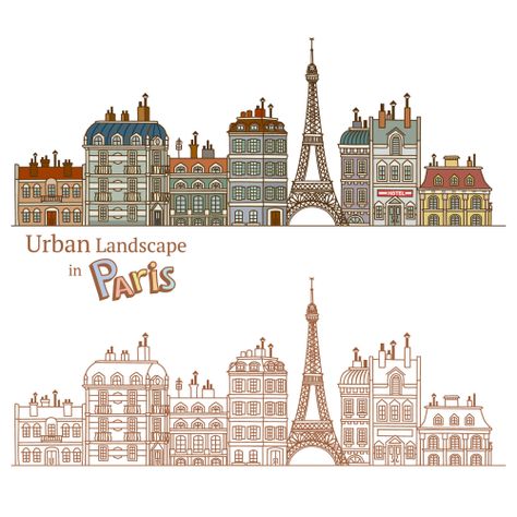 Paris Buildings Illustration, Paris Buildings Drawing, Paris Landscape, Paris Journal, Paris Cityscape, Paris Buildings, Parisian Architecture, Drawing Crafts, Paris Illustration