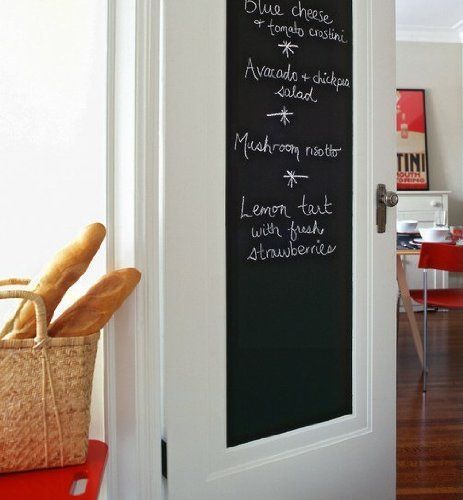 Pantry door chalkboard sticker Chalkboard Door, Chalkboard Writing, Chalkboard Stickers, Blackboard Wall, Bar In Casa, Black Chalkboard, Chalkboard Wall, Diy Vinyl, Removable Wall Decals