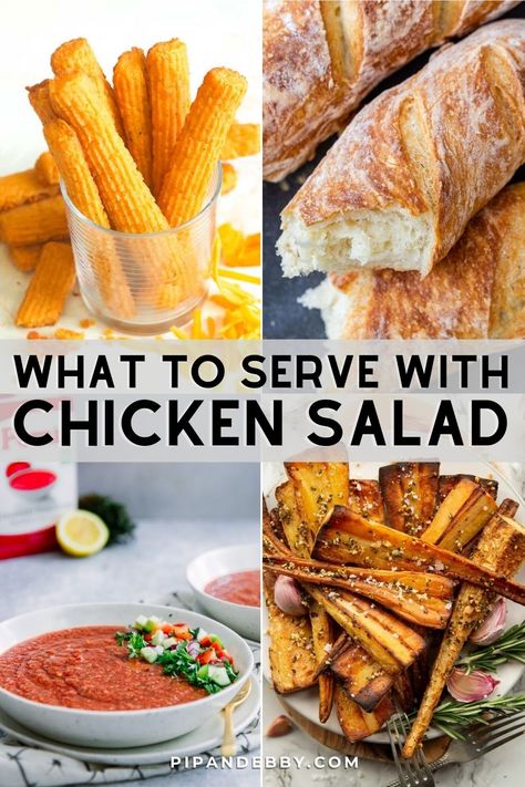 What To Eat With Chicken, Chicken Salad Sandwiches, Chicken Salad Sandwich Recipe, Lunch Sides, Chicken Salad Wrap, Sandwich Sides, Side Dishes For Chicken, Cold Sandwiches, Chicken Salad Sandwich