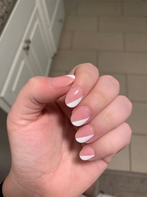 Diagonal French Nails, Diagonal French Tip Nails, Diagonal French Tip, Lilac Nails, Diagonal Lines, Tip Nails, Shellac Nails, French Tip Nails, French Nails