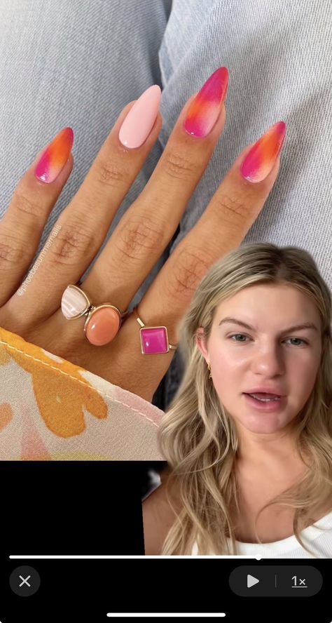 Pinky Orange, Sunset Nails, May Nails, Festival Nails, Fire Nails, Aesthetic Summer, Nails Nailart, Nail Tech, Almond Nails