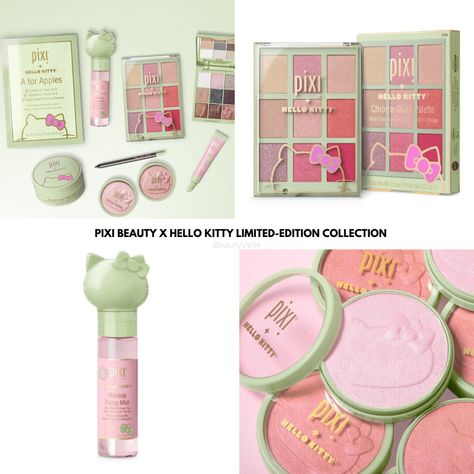 Pixi Beauty x Hello Kitty Limited-Edition Collection Pixie Hello Kitty, Sanrio Makeup Products, Pixi Makeup Products, Hello Kitty Makeup Products, Kawaii Makeup Products, Hello Kitty Products, Kawaii Makeup Tutorial, Sanrio Products, Sanrio Makeup