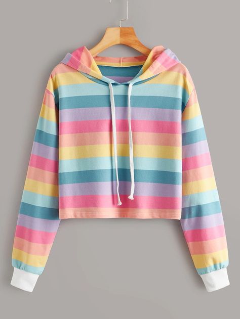 Rainbow Hoodie, Anting Manik, Armor Clothing, Trendy Hoodies, Womens Sweatshirts Hoods, Trendy Dress Outfits, Women Sweatshirts, Kawaii Fashion Outfits, Trendy Fashion Tops