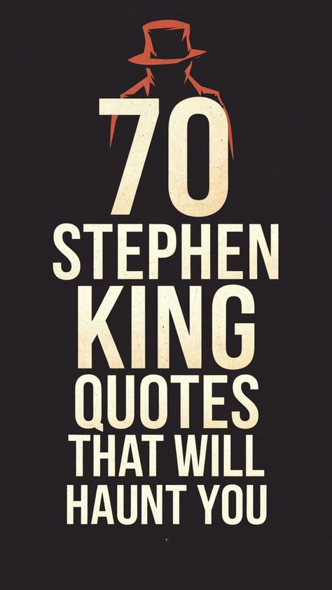 Ready for some spine-chilling inspiration? These 70 Stephen King quotes are haunting, powerful, and unforgettable. 📌 Pin this for a dose of literary chills! 👉 Click through to explore scary, thought-provoking lines that capture the essence of King’s horror and mastery in storytelling. Perfect for fans of his books and lovers of all things eerie. #StephenKingQuotes #HorrorQuotes #StephenKingQuotesScary #WritersQuotesMotivation #WriterInspiration Horror Book Quotes, It Quotes Stephen King, It Book Quotes Stephen King, Steven King Quotes, Scary Thoughts, Needful Things Stephen King, List Of Stephen King Books, Horror Movie Quotes, Horror Quotes