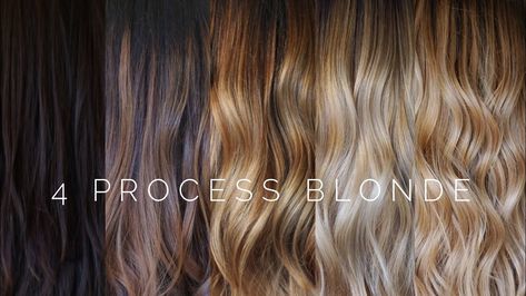 Stages Of Blonde From Brown, Blonde Process From Brown, Stages Of Going Blonde From Dark Brown, Brunette To Blonde Stages, Stages Of Going Blonde, Process Of Going Blonde From Dark, Going From Dark To Light Hair Stages, Going Lighter From Dark Hair Process, Blonding Process From Brown