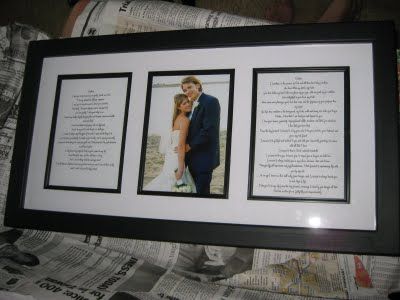 Framed wedding vows with the wedding picture in the center Framed Wedding Vows, Wedding Vow, Newly Married Couple, Newly Married, Wedding Keepsakes, Wedding Memorial, Wedding Frames, Post Wedding, Wedding Vows