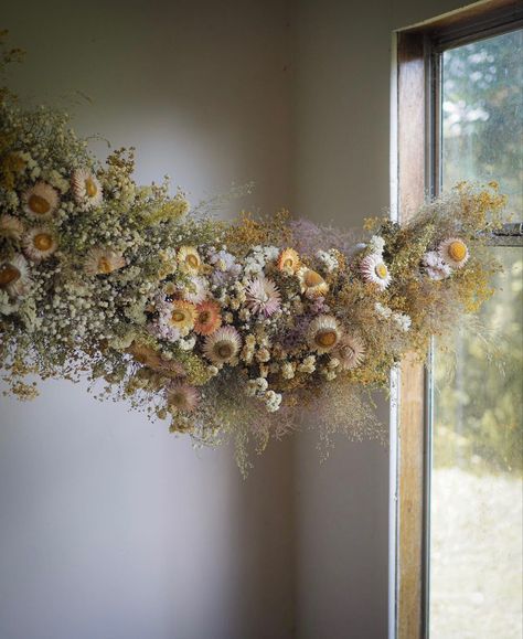 Dried Floral Wreaths, Floral Installation, Dried Flower Wreaths, Flower Installation, Floral Garland, Dried Floral, Dried Flower Arrangements, Flower Garlands, Flower Farm