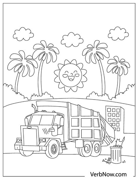 Log Truck, Beach Coloring Pages, Truck Coloring Pages, Coloring Page Ideas, Coloring Pages For Girls, Coloring Pages Printable, Page Ideas, Garbage Truck, Coloring Sheets