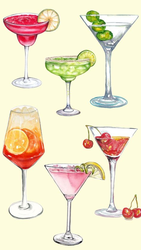 Drink Poster Design Ideas, Drinks Painting, Drink Prints, Watercolor Books, Pottery Painting Designs, Diy Pottery, Art Wallpaper Iphone, Paint And Sip, Fruit Art