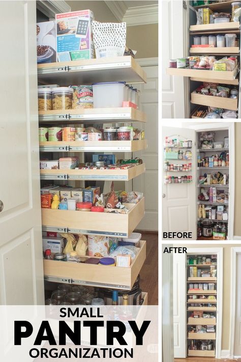 Learn how to maximize your space with these pantry organization ideas. You'll be amazed at how much you can fit into a small pantry. Having an organized pantry will save you money and make dinner prep so much easier. #ad #MadetoMaximize #DesignforSpace #ShelfEnvy #ShelfGenie Small Pantry Organization Ideas, Narrow Pantry, Tiny Pantry, Diy Pantry Organization, Deep Pantry, Pantry Organization Ideas, Small Pantry Organization, Organized Pantry, Pantry Remodel