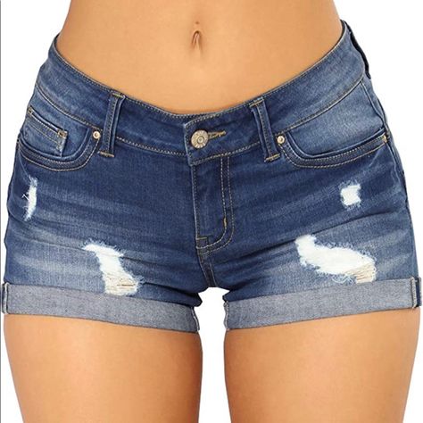 Dark Blue Govc Stretchy Denim Shorts - Brand New Available In Small And Medium Stretchy Jean Shorts, Mid Rise Jean Shorts, High Waisted Denim Shorts, Summer Shorts Denim, Ripped Denim Shorts, Ripped Shorts, Summer Denim, Denim Jean Shorts, Stretchy Jeans